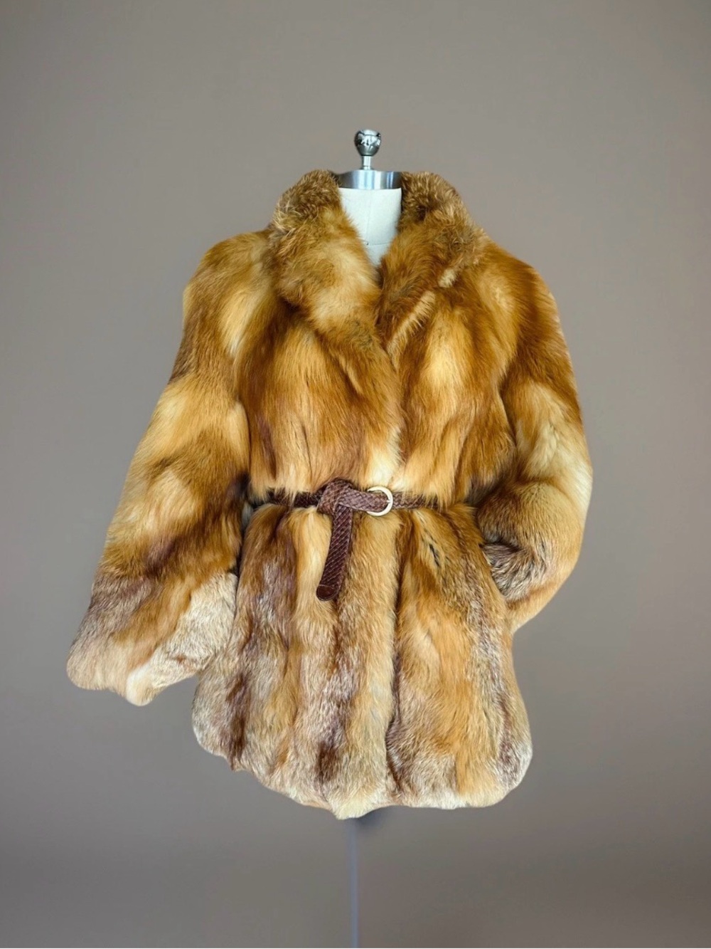 GORGEOUS VTG NATURAL RED FOX FUR COAT LUXURY JACKET FLUFFY NOT LYNX COYOTE S/M